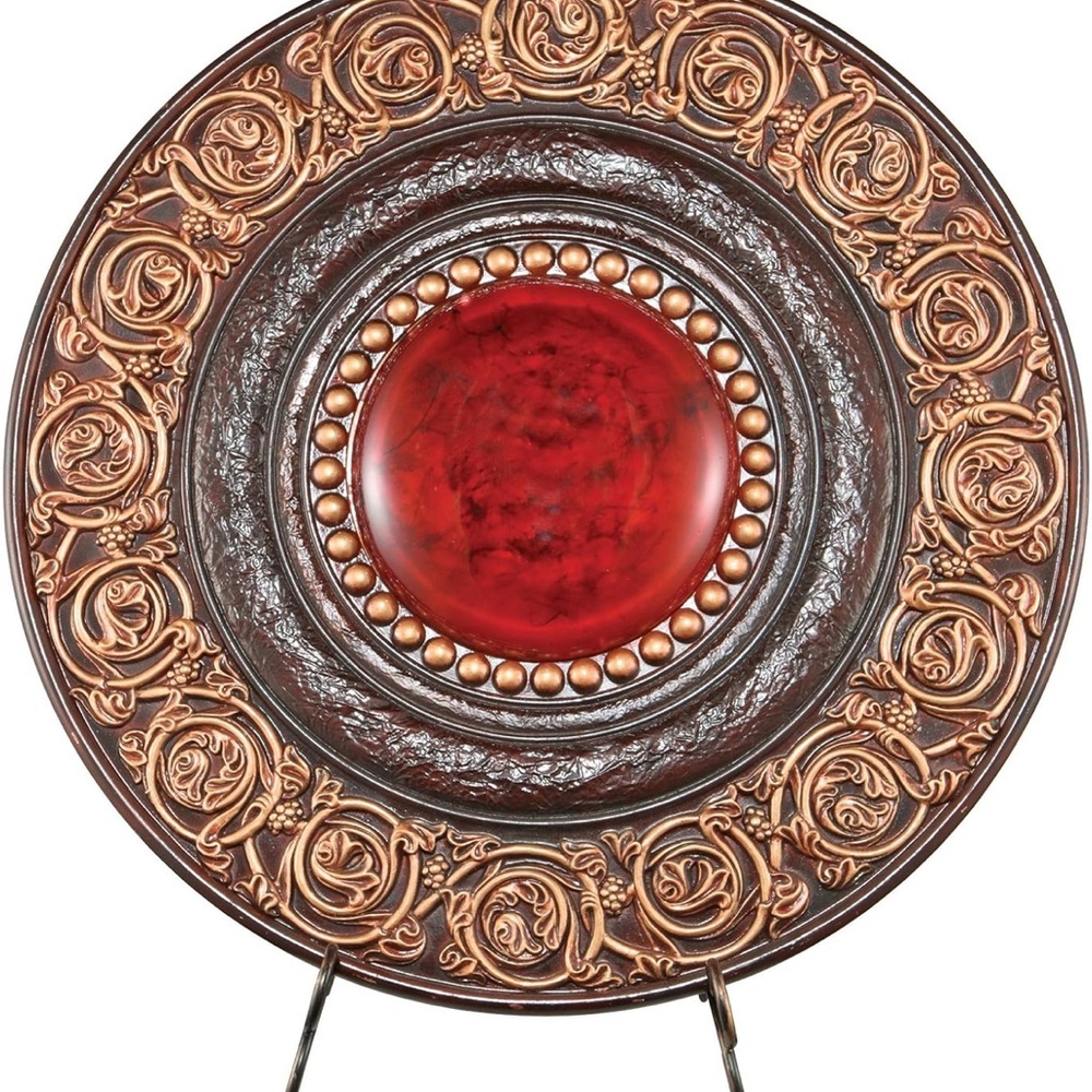 Elegant Copper and Red Decorative Plate